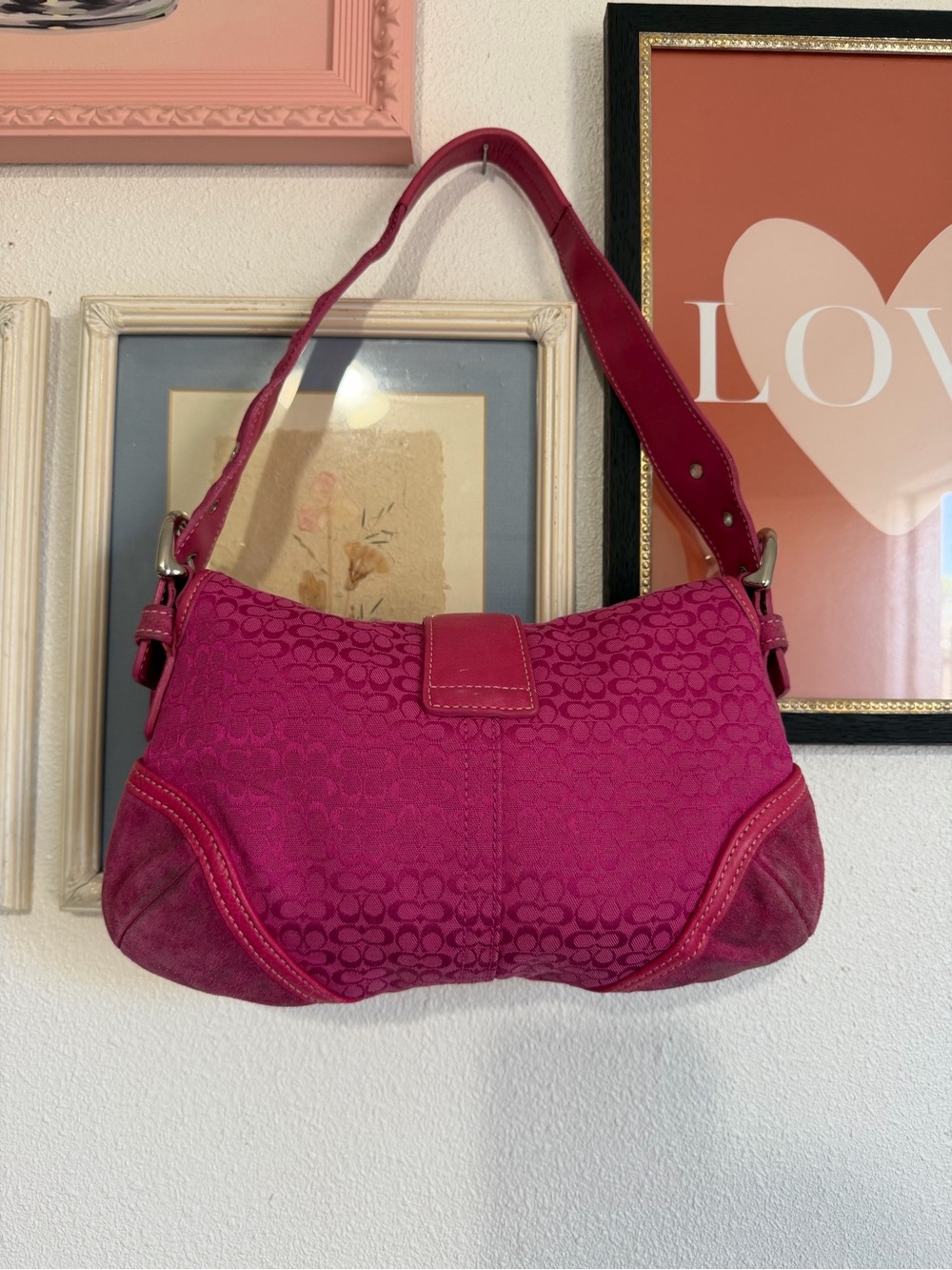 Coach 6818 Mini Soho Signature Canvas Buckle Shoulder Bag in Pink - Picture 3 of 17
